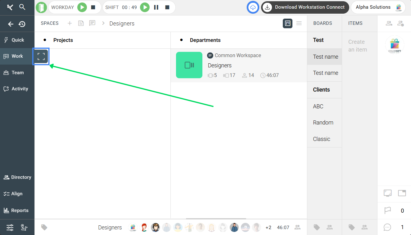How to toggle the Work Panel view between Fullscreen and Panel Modes ...